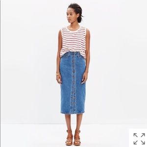 Madewell long button down midi denim skirt